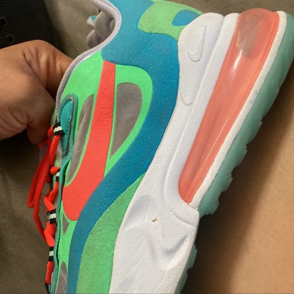 NIKE AIR MAX 270 REACT ELECTRO GREEN LAGOON 2019 WMNS SIZE 9 - Picture 5 of 5